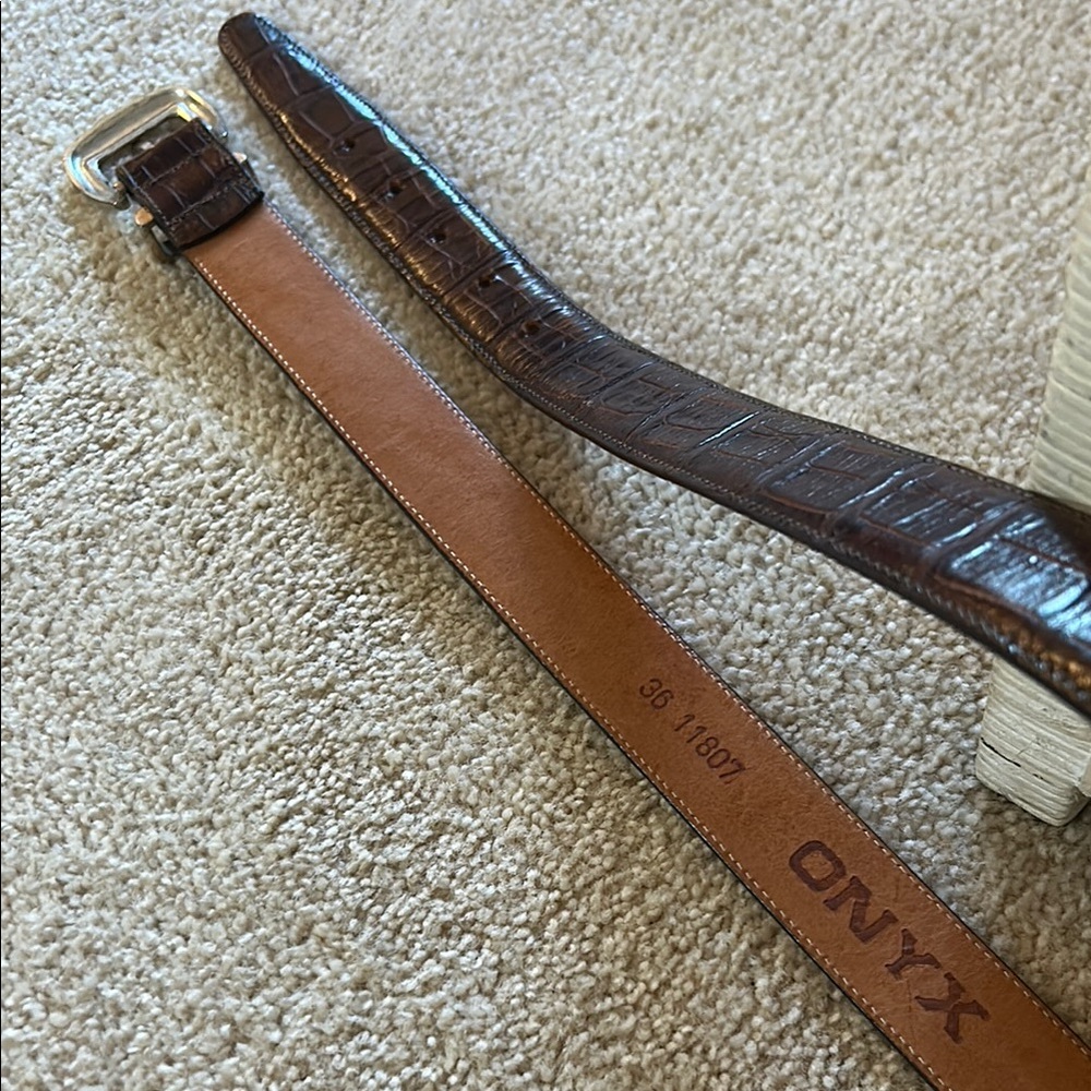 Onyx Brown Leather Belt Men’s 36